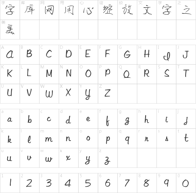 南构字在手写体